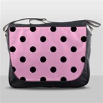 Polka Dots - Black on Cotton Candy Pink Messenger Bag