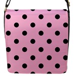 Polka Dots - Black on Cotton Candy Pink Flap Closure Messenger Bag (S)