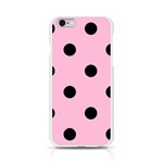 Polka Dots - Black on Cotton Candy Pink Apple iPhone 6/6S Silicone Case (Transparent)