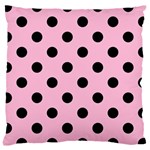 Polka Dots - Black on Cotton Candy Pink Large Cushion Case (One Side)