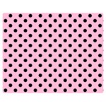 Polka Dots - Black on Cotton Candy Pink Double Sided Flano Blanket (Medium)