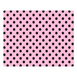 Polka Dots - Black on Cotton Candy Pink Double Sided Flano Blanket (Large)