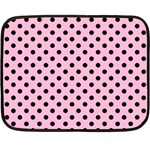 Polka Dots - Black on Cotton Candy Pink Fleece Blanket (Mini)