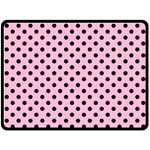 Polka Dots - Black on Cotton Candy Pink Fleece Blanket (Large) (One Side)