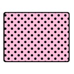 Polka Dots - Black on Cotton Candy Pink Fleece Blanket (Small) (One Side)