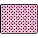 Polka Dots - Black on Cotton Candy Pink Double Sided Fleece Blanket (Medium) (Two Sides)