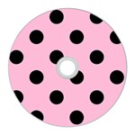 Polka Dots - Black on Cotton Candy Pink CD Wall Clock