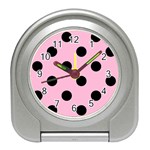 Polka Dots - Black on Cotton Candy Pink Desk Alarm Clock