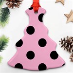 Polka Dots - Black on Cotton Candy Pink Christmas Tree Ornament (Two Sides)
