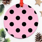 Polka Dots - Black on Cotton Candy Pink Ornament (Round)