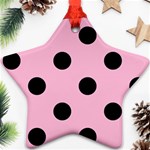 Polka Dots - Black on Cotton Candy Pink Star Ornament (Two Sides)