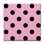 Polka Dots - Black on Cotton Candy Pink Tile Coaster