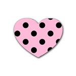 Polka Dots - Black on Cotton Candy Pink Heart Coaster (4 pack)