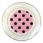 Polka Dots - Black on Cotton Candy Pink Porcelain Plate
