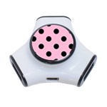Polka Dots - Black on Cotton Candy Pink Portable USB Hub (One Side)