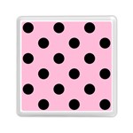 Polka Dots - Black on Cotton Candy Pink Memory Card Reader with Storage (Square)