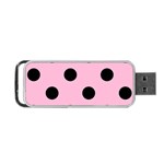Polka Dots - Black on Cotton Candy Pink Portable USB Flash (One Side)
