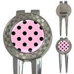 Polka Dots - Black on Cotton Candy Pink 3-in-1 Golf Divot