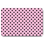Polka Dots - Black on Cotton Candy Pink Large Doormat