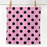 Polka Dots - Black on Cotton Candy Pink Face Towel