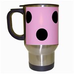 Polka Dots - Black on Cotton Candy Pink Travel Mug (Black)