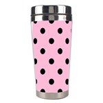 Polka Dots - Black on Cotton Candy Pink Stainless Steel Travel Tumbler