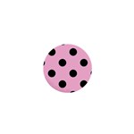 Polka Dots - Black on Cotton Candy Pink 1  Mini Button