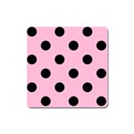 Polka Dots - Black on Cotton Candy Pink Magnet (Square)