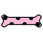 Polka Dots - Black on Cotton Candy Pink Magnet (Dog Bone)