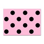 Polka Dots - Black on Cotton Candy Pink Sticker A4 (10 pack)