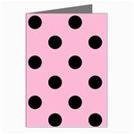 Polka Dots - Black on Cotton Candy Pink Greeting Cards (Pkg of 8)