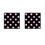 Polka Dots - Cotton Candy Pink on Black Cufflinks (Square)