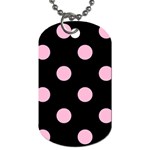 Polka Dots - Cotton Candy Pink on Black Dog Tag (One Side)