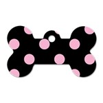 Polka Dots - Cotton Candy Pink on Black Dog Tag Bone (Two Sides)