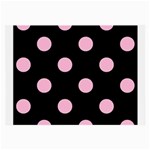 Polka Dots - Cotton Candy Pink on Black Large Glasses Cloth (2 Sides)