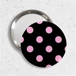 Polka Dots - Cotton Candy Pink on Black 2.25  Handbag Mirror