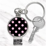 Polka Dots - Cotton Candy Pink on Black Nail Clippers Key Chain