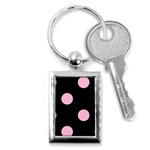 Polka Dots - Cotton Candy Pink on Black Key Chain (Rectangle)