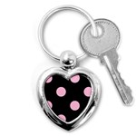 Polka Dots - Cotton Candy Pink on Black Key Chain (Heart)