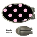 Polka Dots - Cotton Candy Pink on Black Money Clip (Oval)