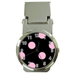 Polka Dots - Cotton Candy Pink on Black Money Clip Watch