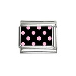 Polka Dots - Cotton Candy Pink on Black Italian Charm (9mm)
