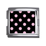 Polka Dots - Cotton Candy Pink on Black Mega Link Italian Charm (18mm)