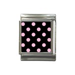 Polka Dots - Cotton Candy Pink on Black Italian Charm (13mm)