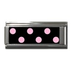 Polka Dots - Cotton Candy Pink on Black Superlink Italian Charm (9mm)
