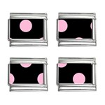 Polka Dots - Cotton Candy Pink on Black 9mm Italian Charm (4 pack)