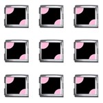 Polka Dots - Cotton Candy Pink on Black Mega Link Italian Charm (9 pack)