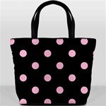 Polka Dots - Cotton Candy Pink on Black Bucket Bag