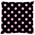 Polka Dots - Cotton Candy Pink on Black Large Cushion Case (One Side)