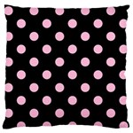 Polka Dots - Cotton Candy Pink on Black Standard Flano Cushion Case (One Side)